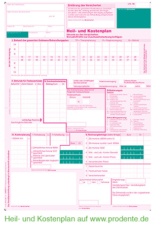 Heil- und Kostenplan auf www.prodente.de